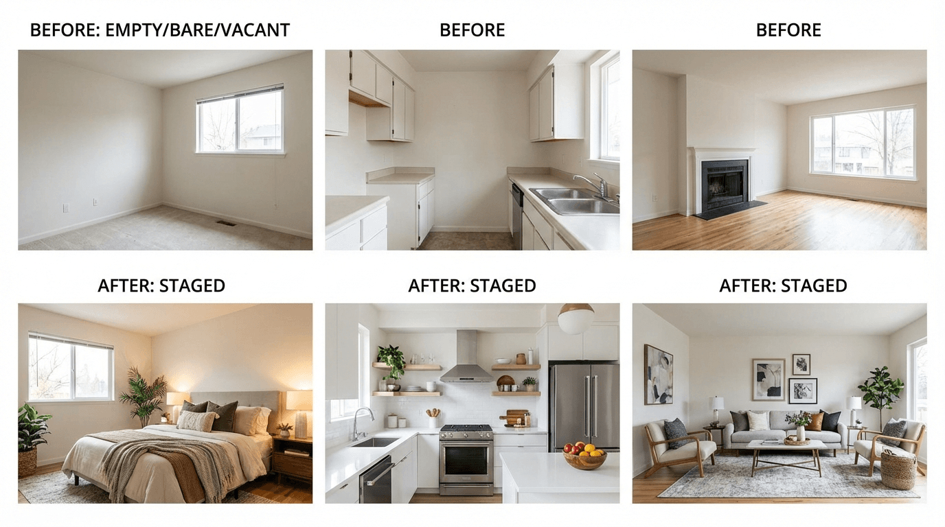 Before/after: AI virtual home staging examples